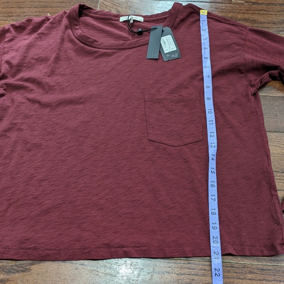 BNWT Rag and Bone The Cropped Longsleeve Tee in Black Cherry - size Med - Picture 8 of 12